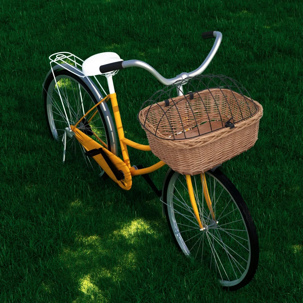 Cestino Anteriore Bici con Copertura 50x45x35cm Salice Naturale CFW6255618