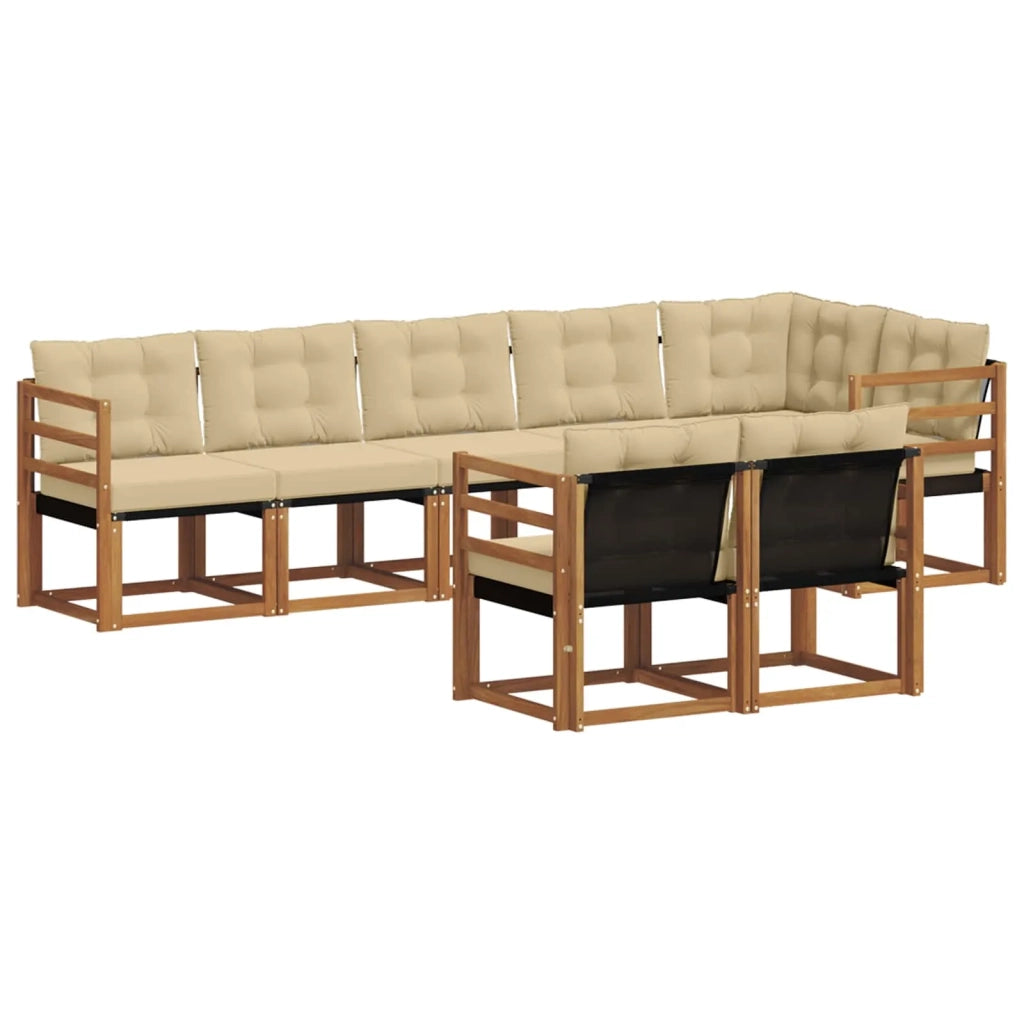 Set di divani da esterno con cuscino 8 pcs Naturale e Beige 3368776