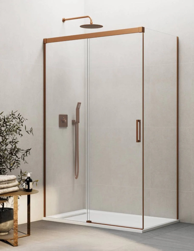 Box doccia THALASSA (BASIC) 1+1 con lato fisso laterale 190x110 cm Rame vetro trasparente