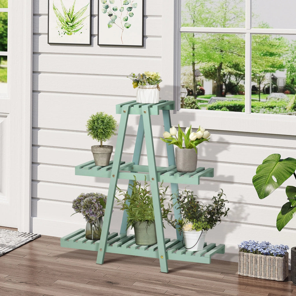 Scaffale per Piante con 3 Ripiani ¨C Zephmum ¨C 76x26x76 cm Verde Chiaro