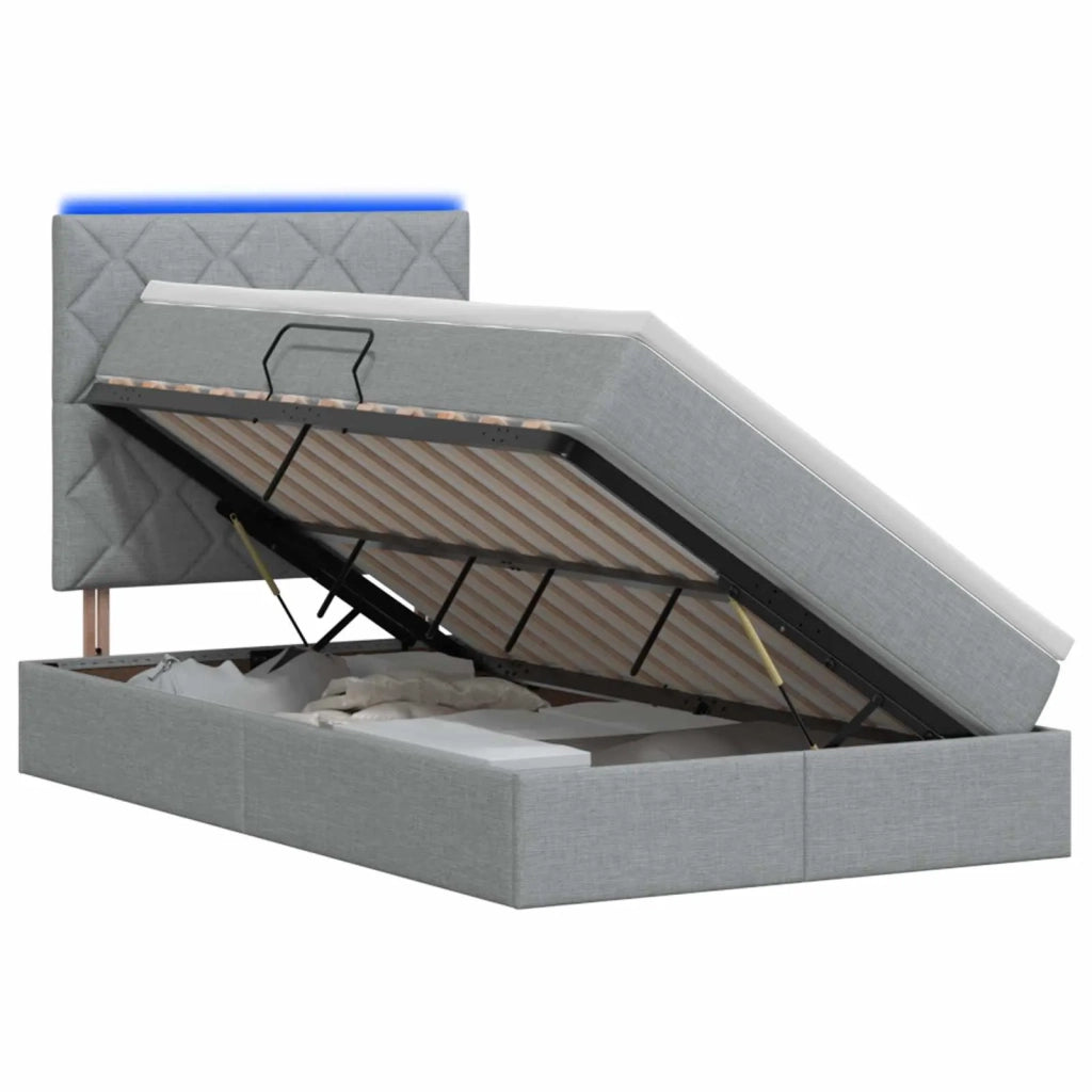 Letto con contenitore LED e materasso Grigio Chiaro 3459999