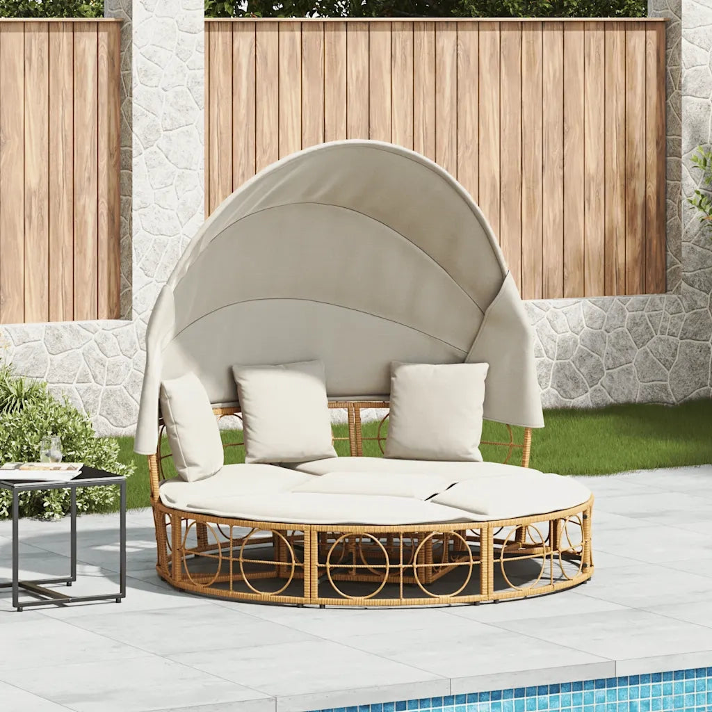 Lettino Prendisole Esterno Tetto e Cuscini in Polyrattan 4108235