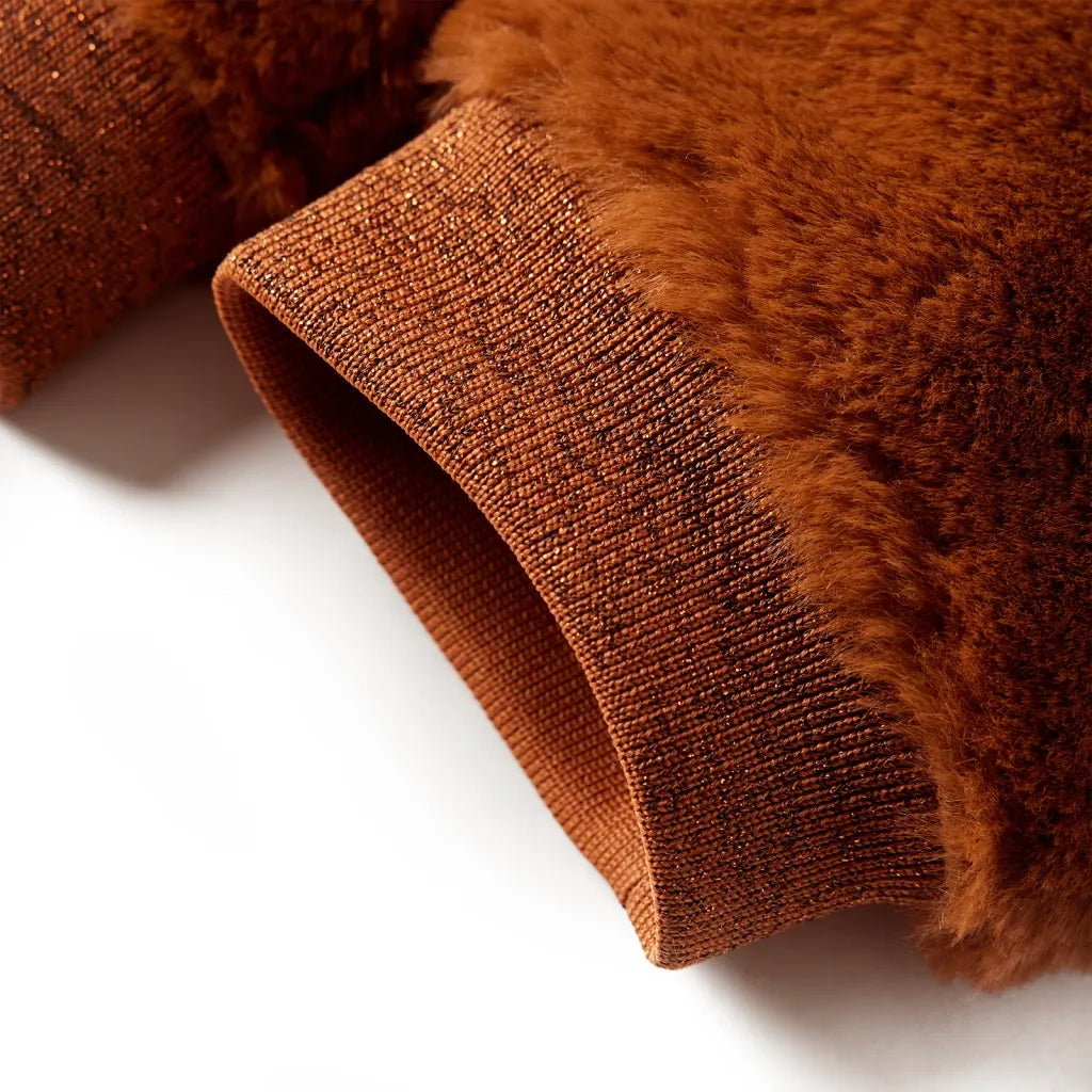 Giacca con Cappuccio per Bambini in Pelliccia Sintetica Cognac 104 CFW2327762