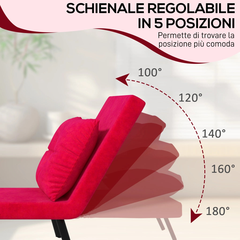 Poltrona Letto Pieghevole ¨C Minimal ¨C Velluto Rosso 63x73x81 cm