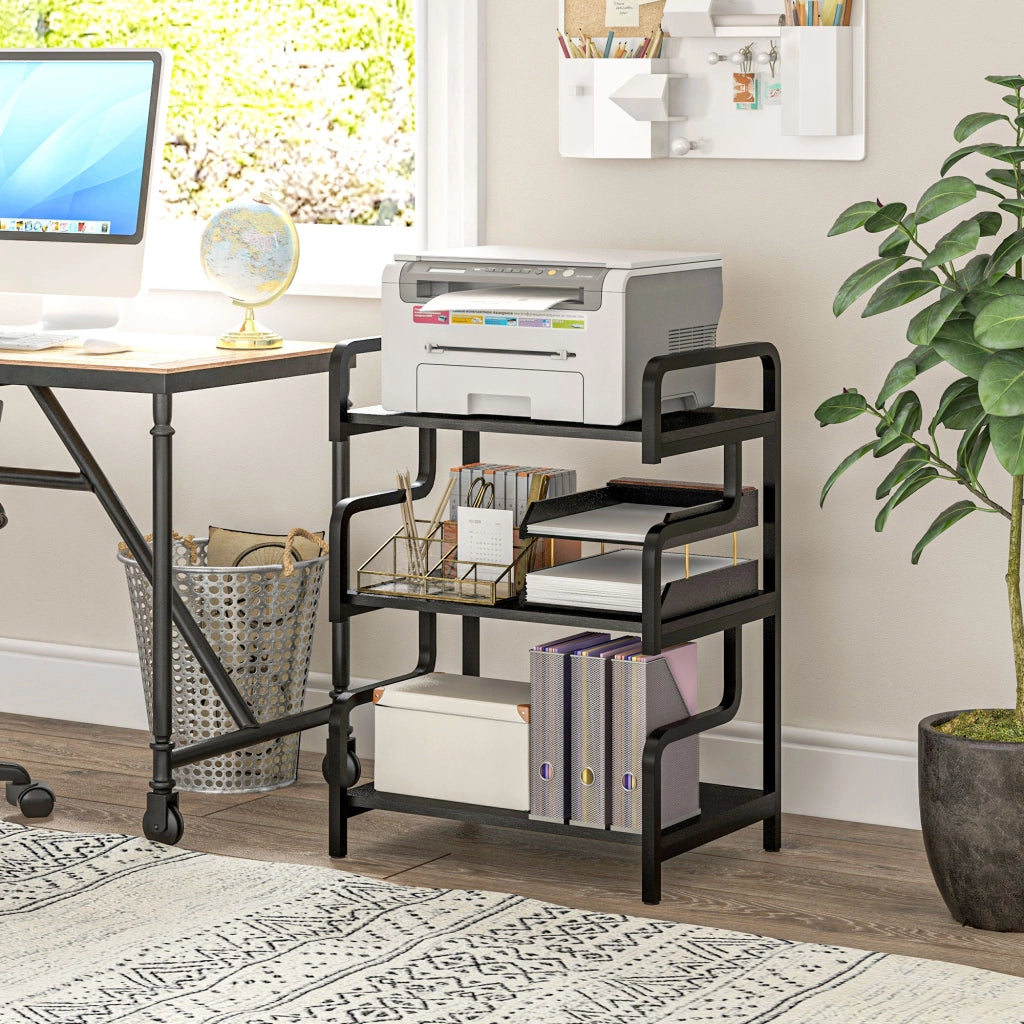 Libreria a 3 livelli in metallo ¨C zephmum ¨C Nero 55x40x77 cm