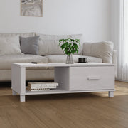 Tavolino-Tavolino da soggiorno-Tavolo HAMAR Bianco 100x55x35 cm in Legno Massello di Pino