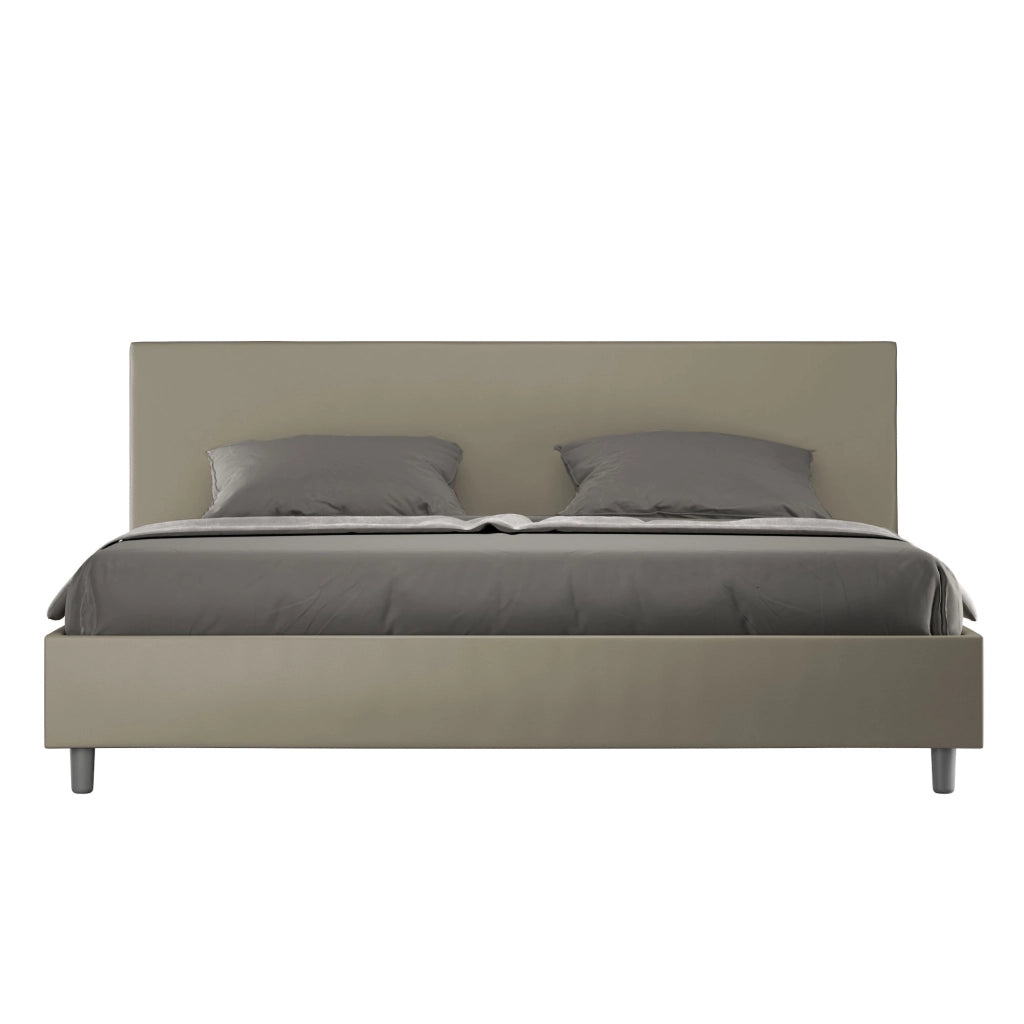 BS COM Letto matrimoniale king size contenitore imbottito 200x200 similpelle cappuccino