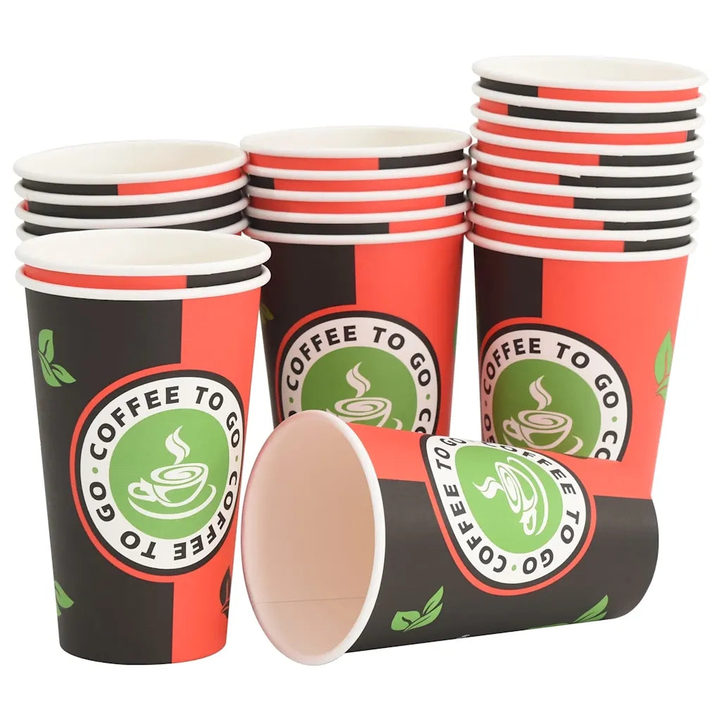 Bicchieri da Caffè in Carta 1000 pz 16oz 400ml Rosso e Nero 4102789
