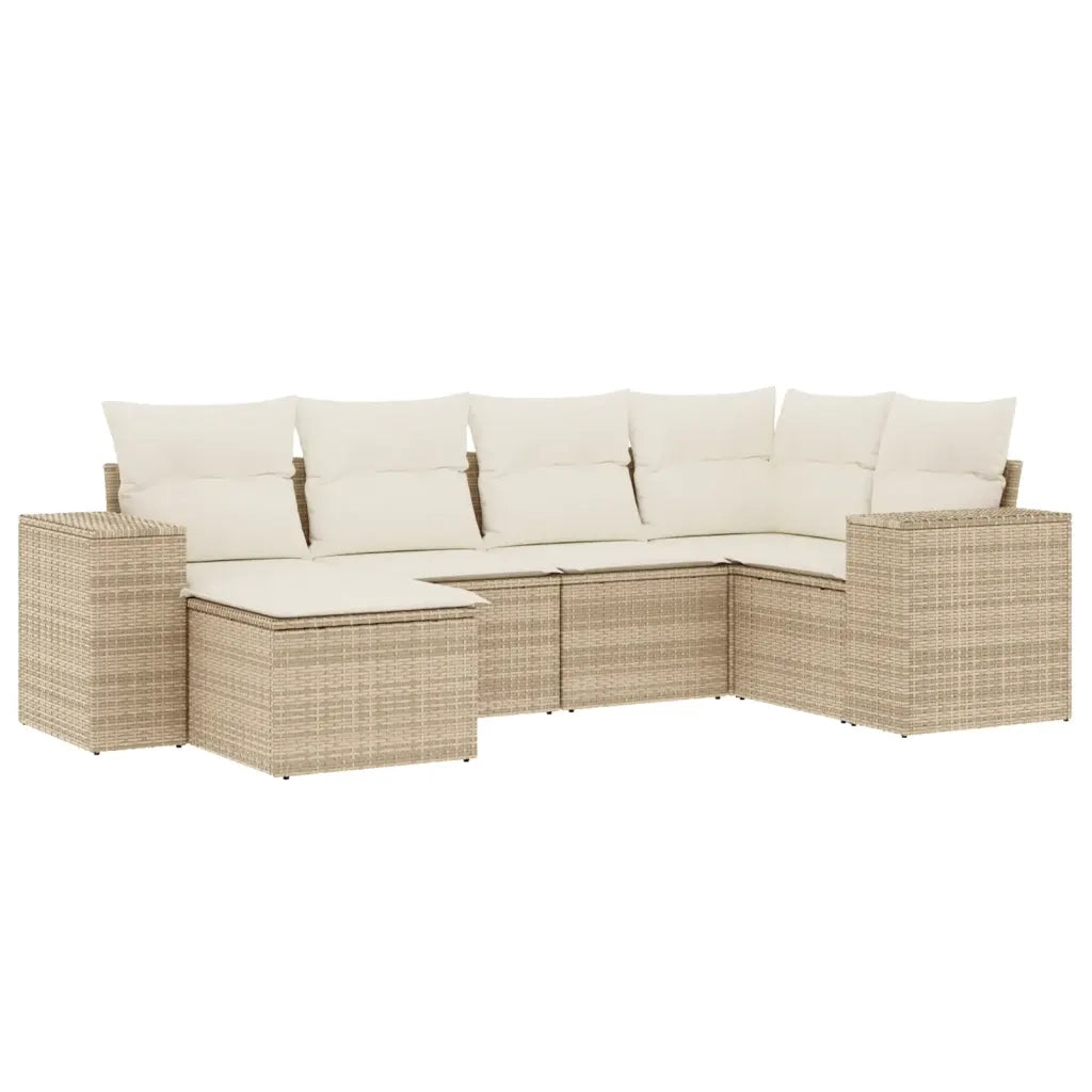 Set Divano da Giardino 6 pz con Cuscini Beige in Polyrattan 3255195