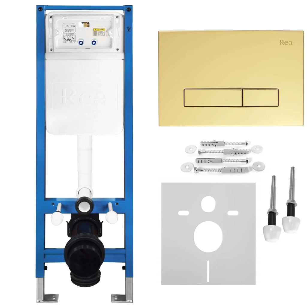 Set Telaio Da Incasso Per Wc Slim 024n Con Pulsante Hd Gold