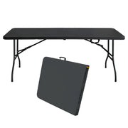 Tavolo pieghevole portatile pesante da 180 cm con maniglia; tavolo pieghevole; tavolo pieghevole multifunzionale per feste picnic in campeggio dentro e all'aperto; capacità peso 135 KG (nero)
