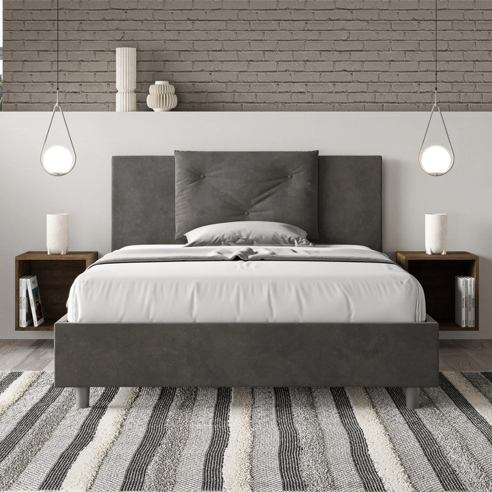 Letto Matrimoniale 160x190 cm con Rete e Contenitore Appia Grigio