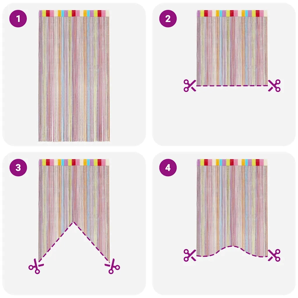 Tende a Filo 2 pz Multicolore 140x250 cm