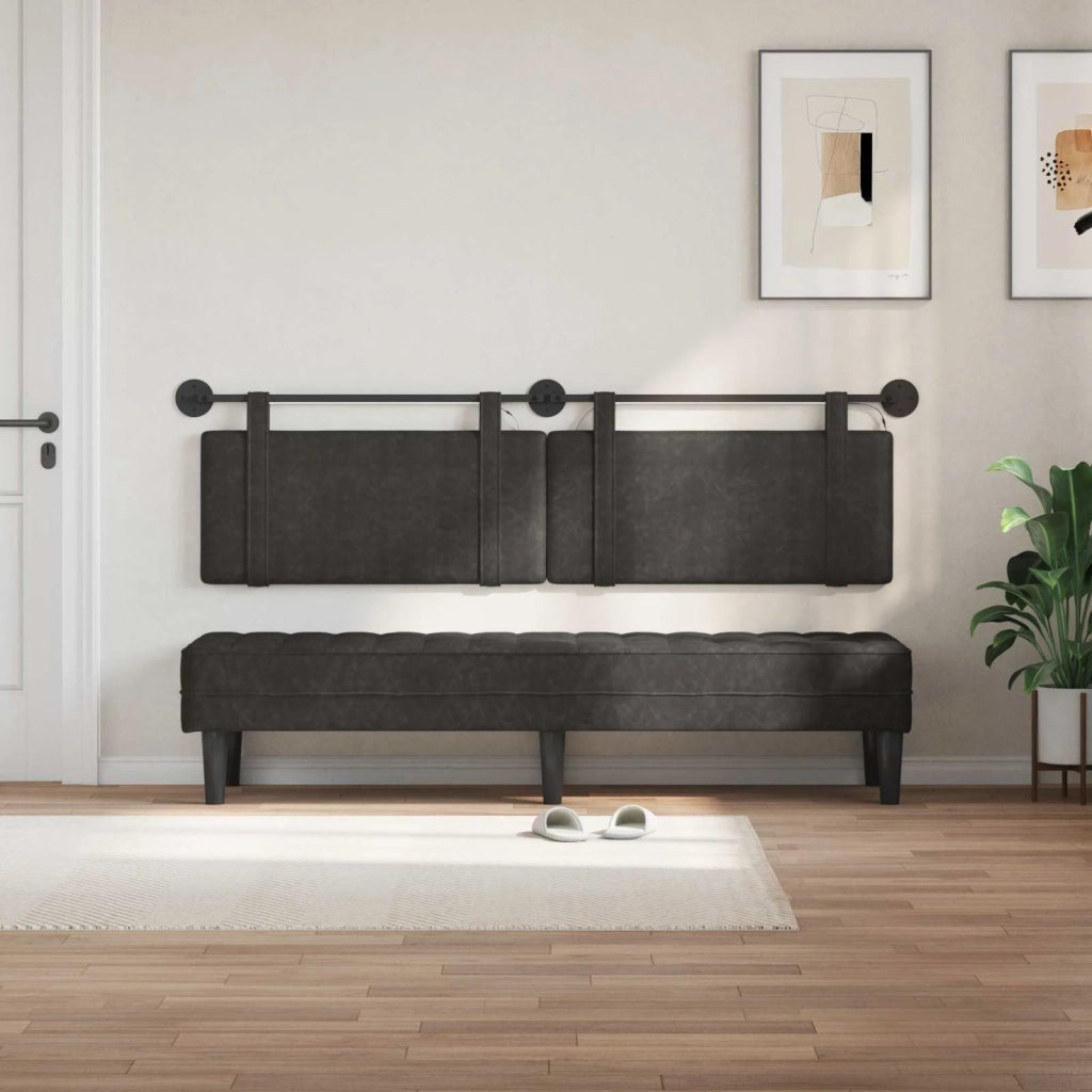 Testiera sospesa Con luce LED Nero PU Antico 3424009