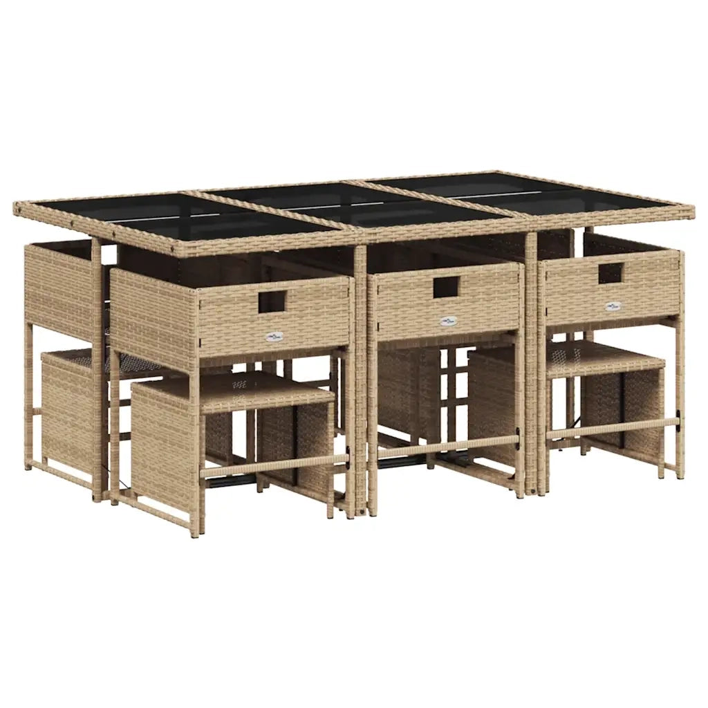 Set da Pranzo da Giardino 11 pz con Cuscini Beige in Polyrattan 3278097