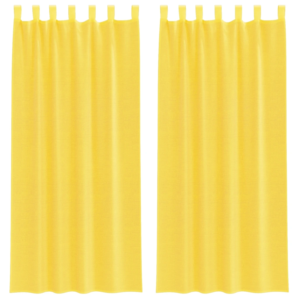 Tende in Voile con Tasche per Aste 2 pz Giallo 4102229
