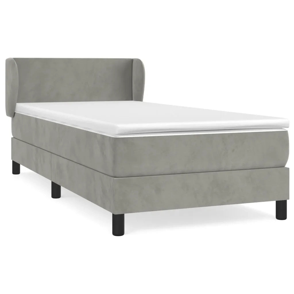 Giroletto a Molle con Materasso-Struttura Letto con Materasso Grigio Chiaro 100x200cm Velluto 141656