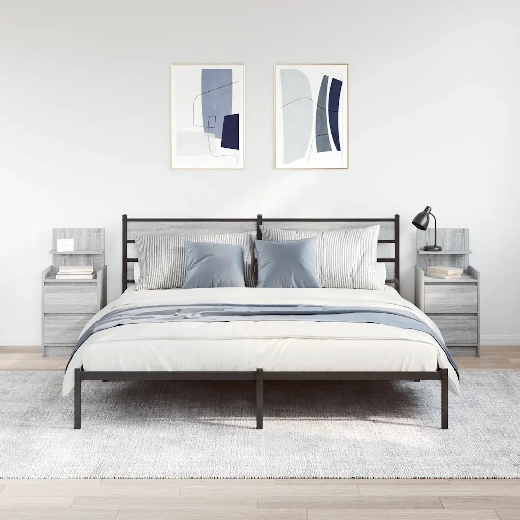 Comodini con 2 Cassetti 2 pz Grigio Sonoma 38x34x80 cm 861366
