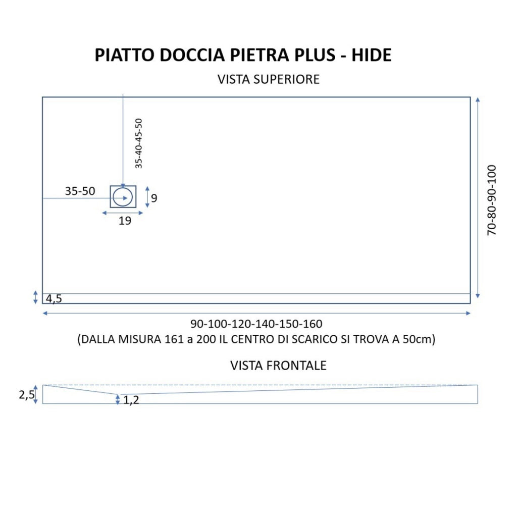 Piatto doccia in marmoresina crema effetto pietra cemento passion, misura 100x170