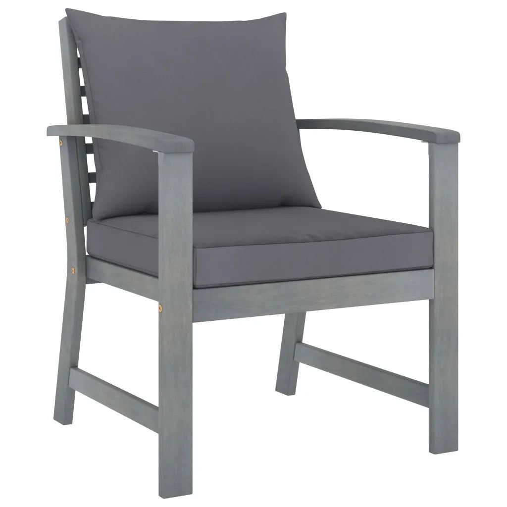 Set Divani da Giardino 5 pz con Cuscini in Legno Acacia Grigio 3057785