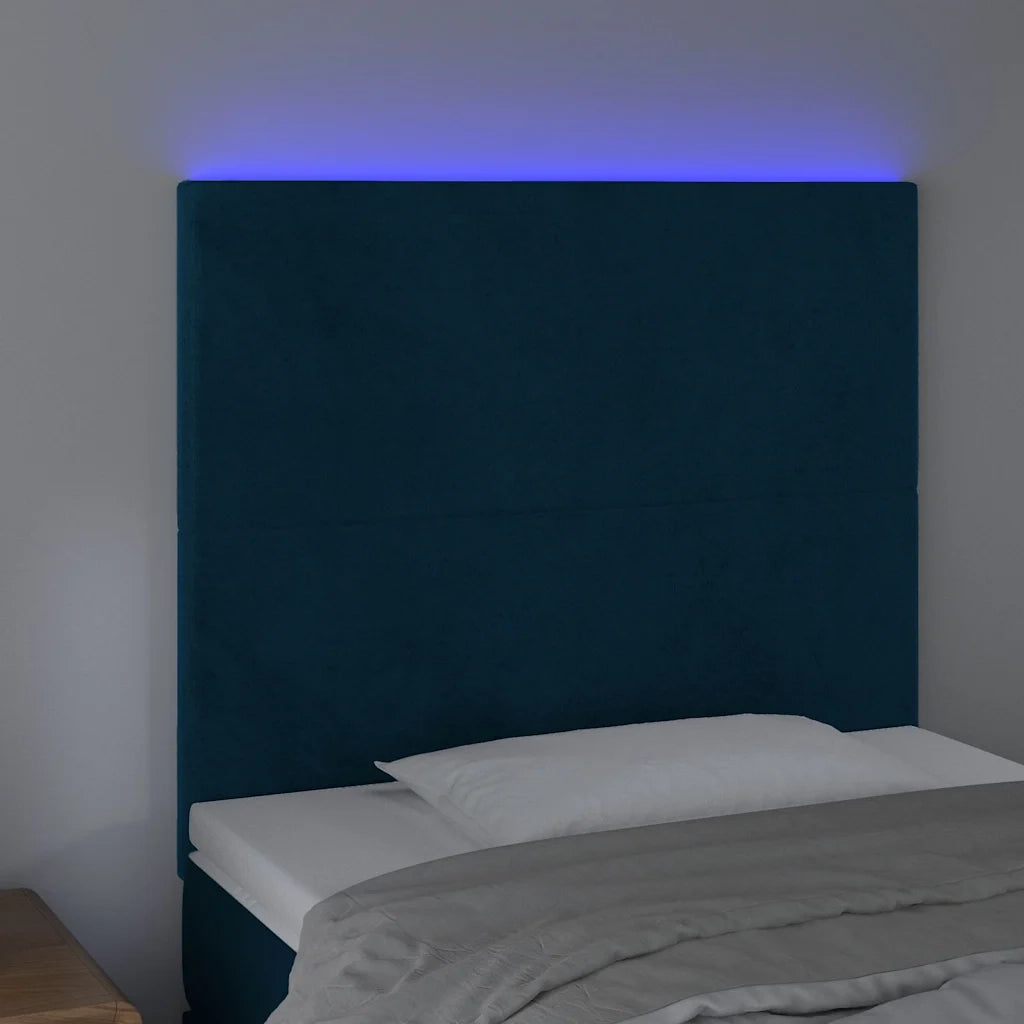Testiera a LED Blu scuro 80x5x118/128 cm in Velluto 3122178