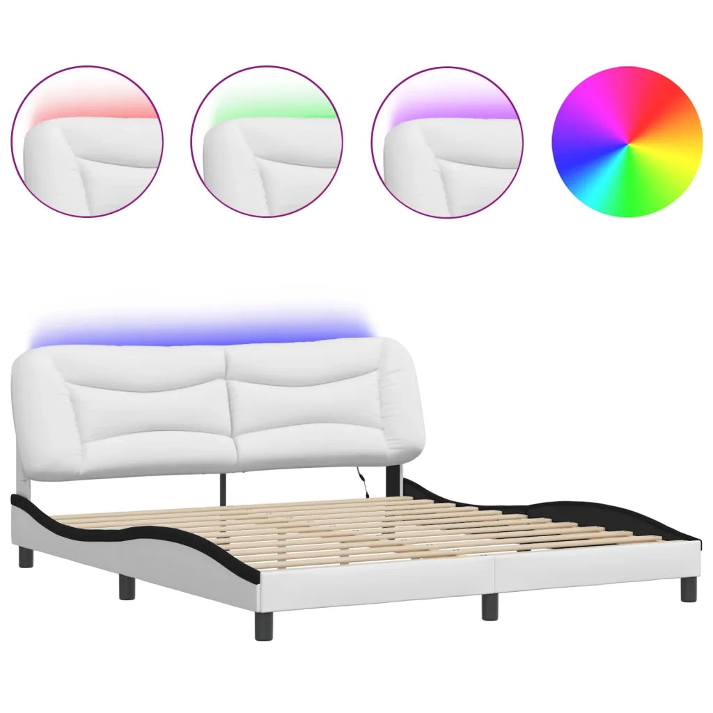Giroletto con LED senza Materasso Hvar Bianco e Nero 180x200 cm