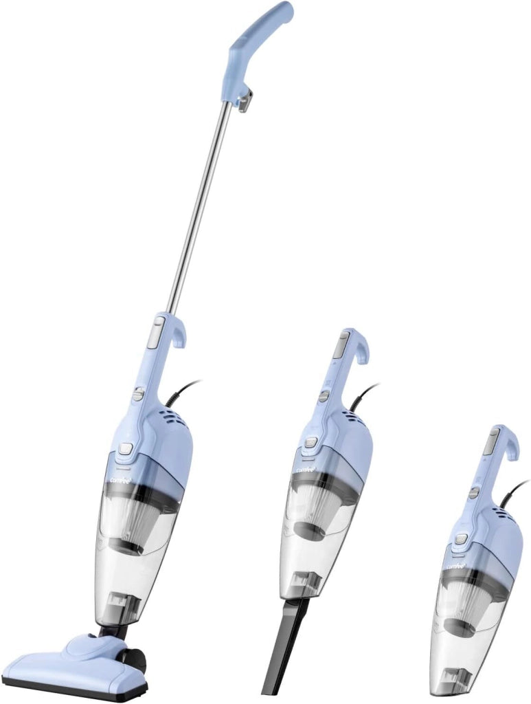 Comfee CCS2160BG - Scopa elettrica con filo 3 in 1, serbatoio 0,5 L, potenza 600 W, filtraggio HEPA ciclonico, rumorosita' 68 dB, funzione handheld, spazzola rotante, colore Bianco-azzurro