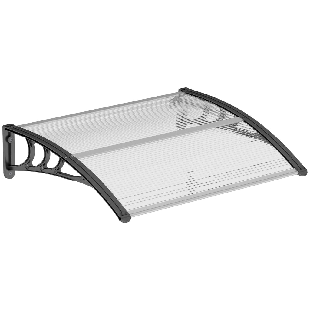 Pensilina da Giardino ¨C Minimal ¨C Alluminio e PC, 75x100x23, Trasparente e Nero