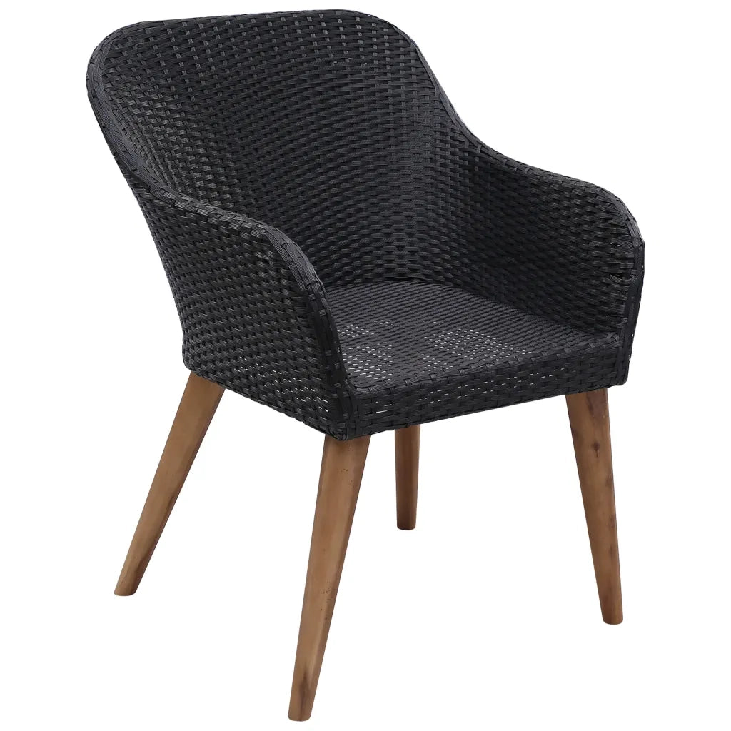 Set da Pranzo da Giardino 9 pz in Polyrattan Nero
