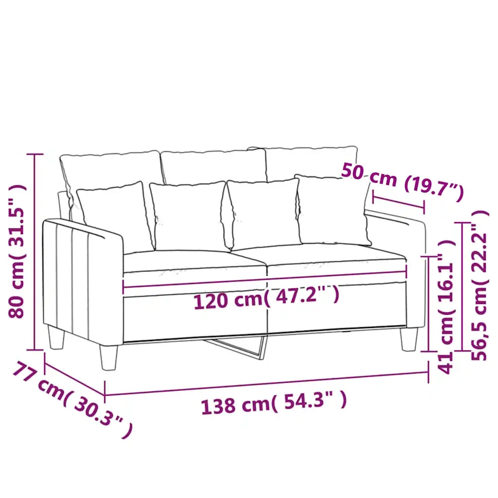 Divano a 2 Posti-Sofa 2 Posti Rosa 120 cm in Velluto 207816