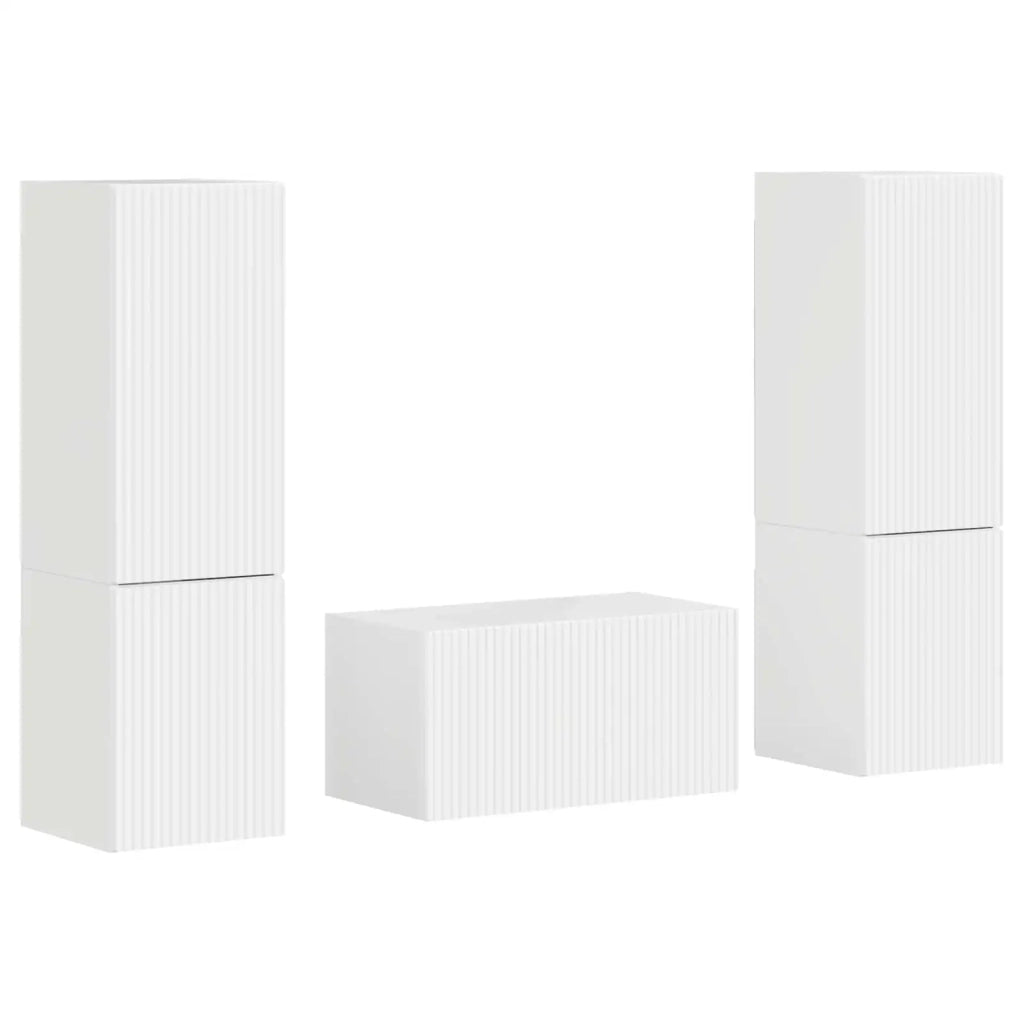 Set mobile TV 5 pcs Bianco Lucido Legno multistrato 3409100