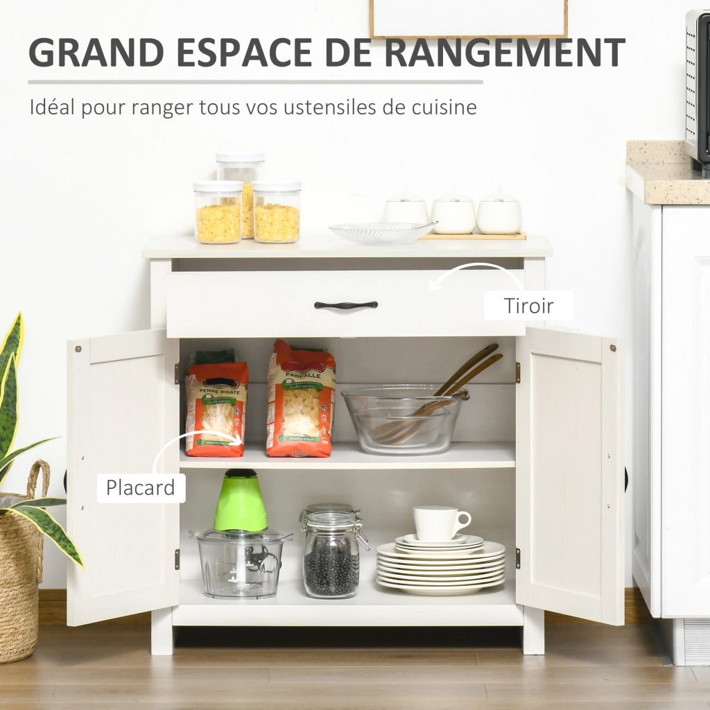 Credenza con cassetto e ante stile fienile ¨C Xylo ¨C Bianco 80x39,7x80 cm