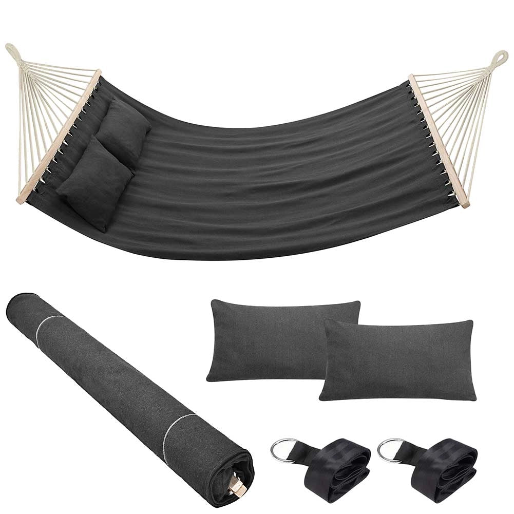 Amaca Giardino e Campeggio 2Posti Legno e Tessuto Pieghevole 345x150cm Antracite