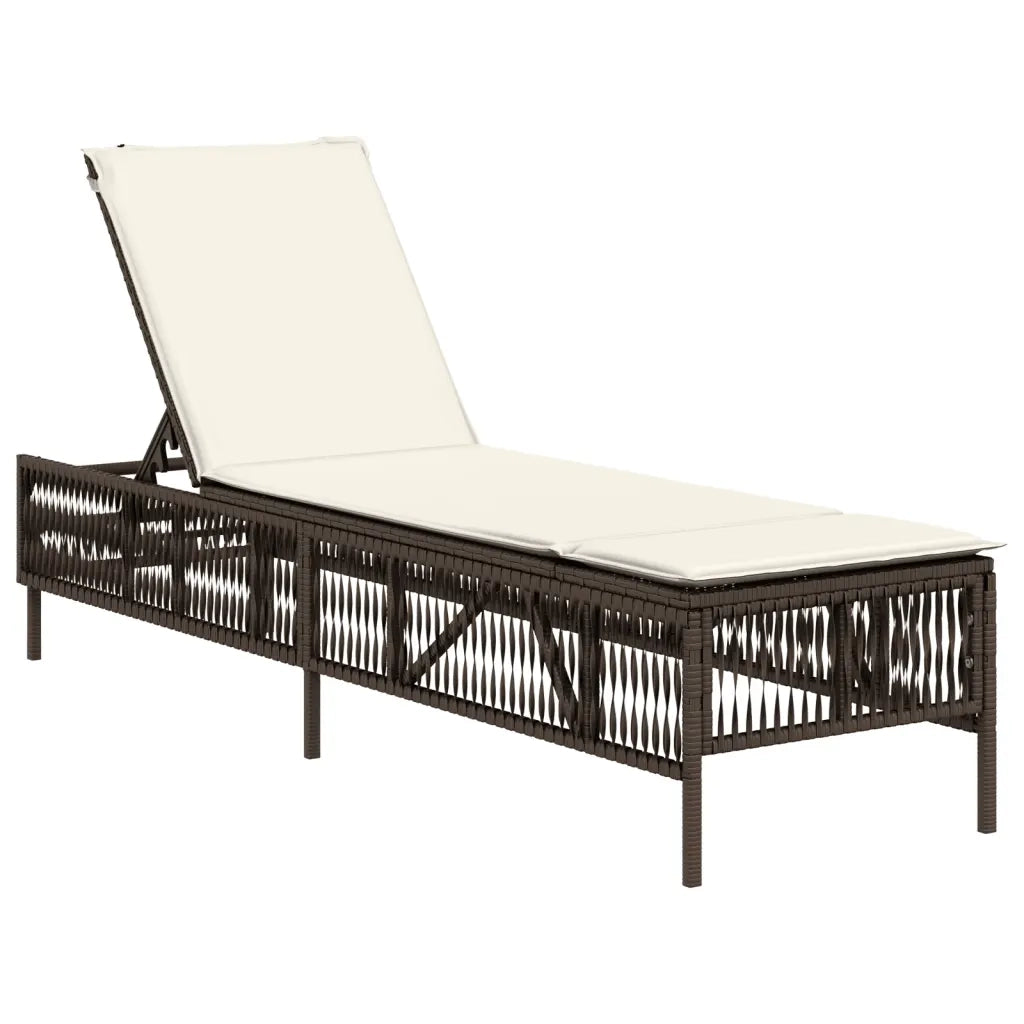 Lettino Prendisole con Cuscino Marrone in Polyrattan 4002738