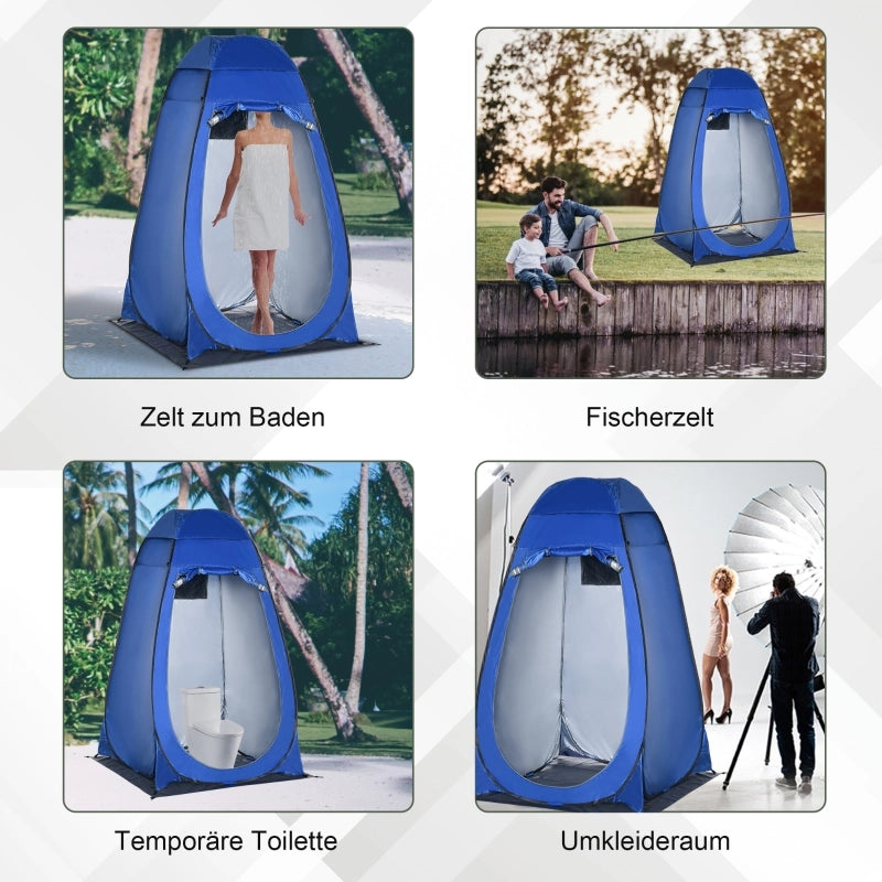 Tenda doccia a scomparsa Tenda WC Tenda da spoglio Cambio con borsa da trasporto Cabina mobile per bagni esterni Tenda di stoccaggio Blu scuro 126 x 124 x 189 cm