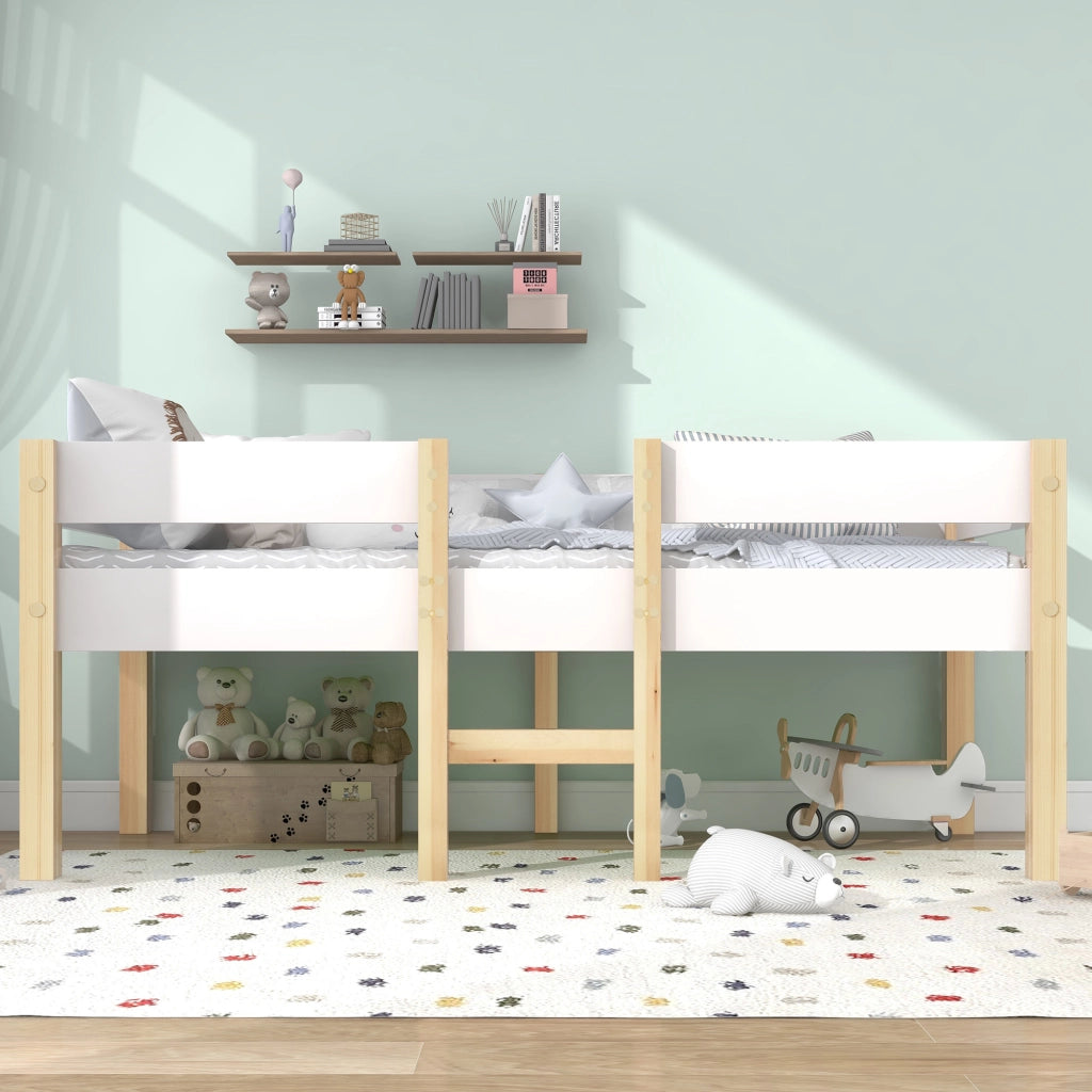 Letto per bambini 90 x 200 cm con barriera anti-caduta, pino massiccio, bianco, per camera