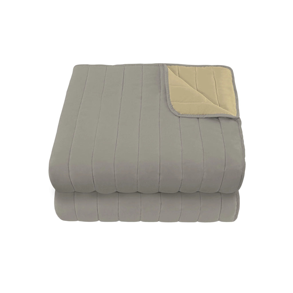 Trapuntino Double Face Matrimoniale 100gr in Microfibra Panna/Grigio Chiaro