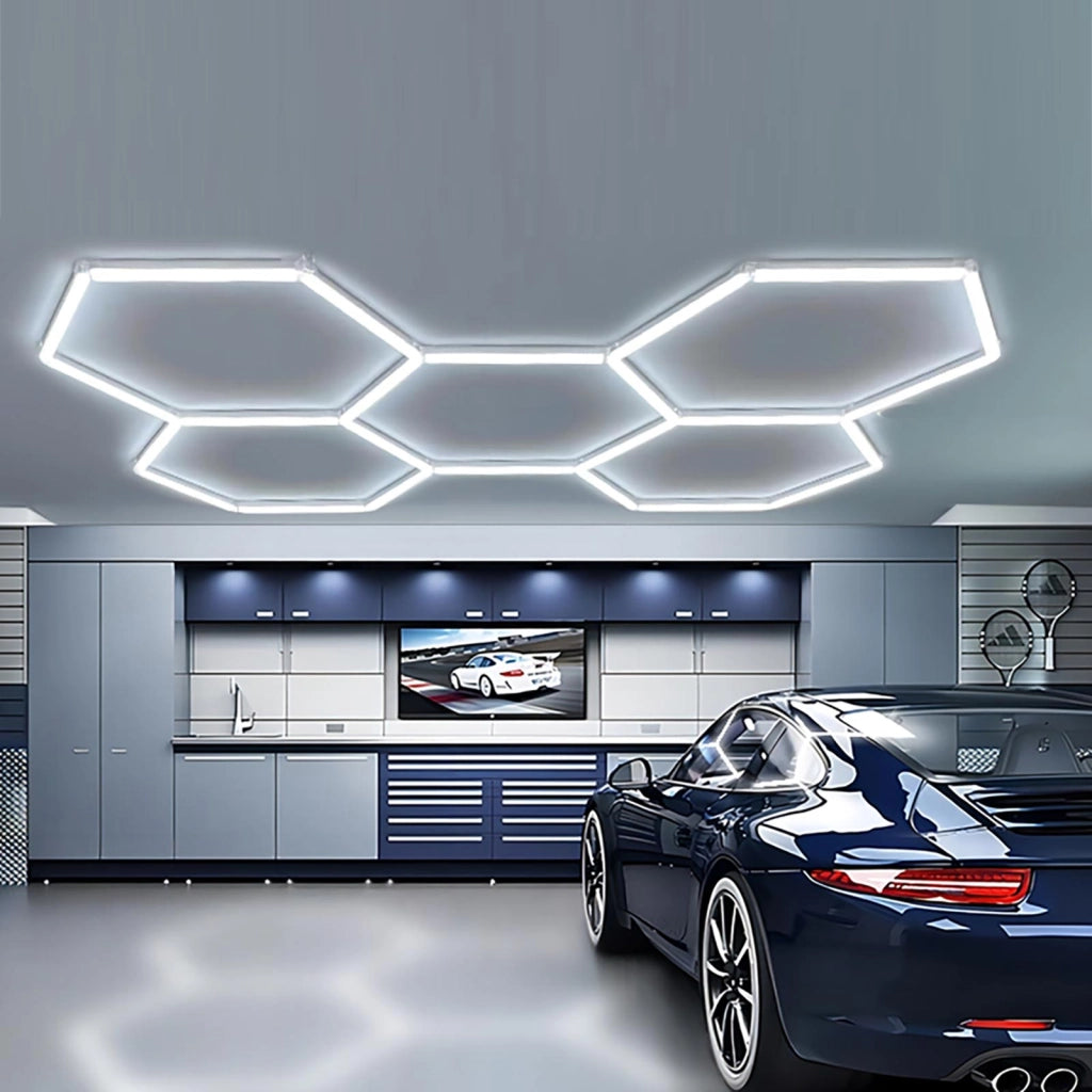 Plafoniera LED 672W luci esagonali lampada moderna componibile nido ape luce garage palestra 73000lm 230V 480cm x 240cm 6500K