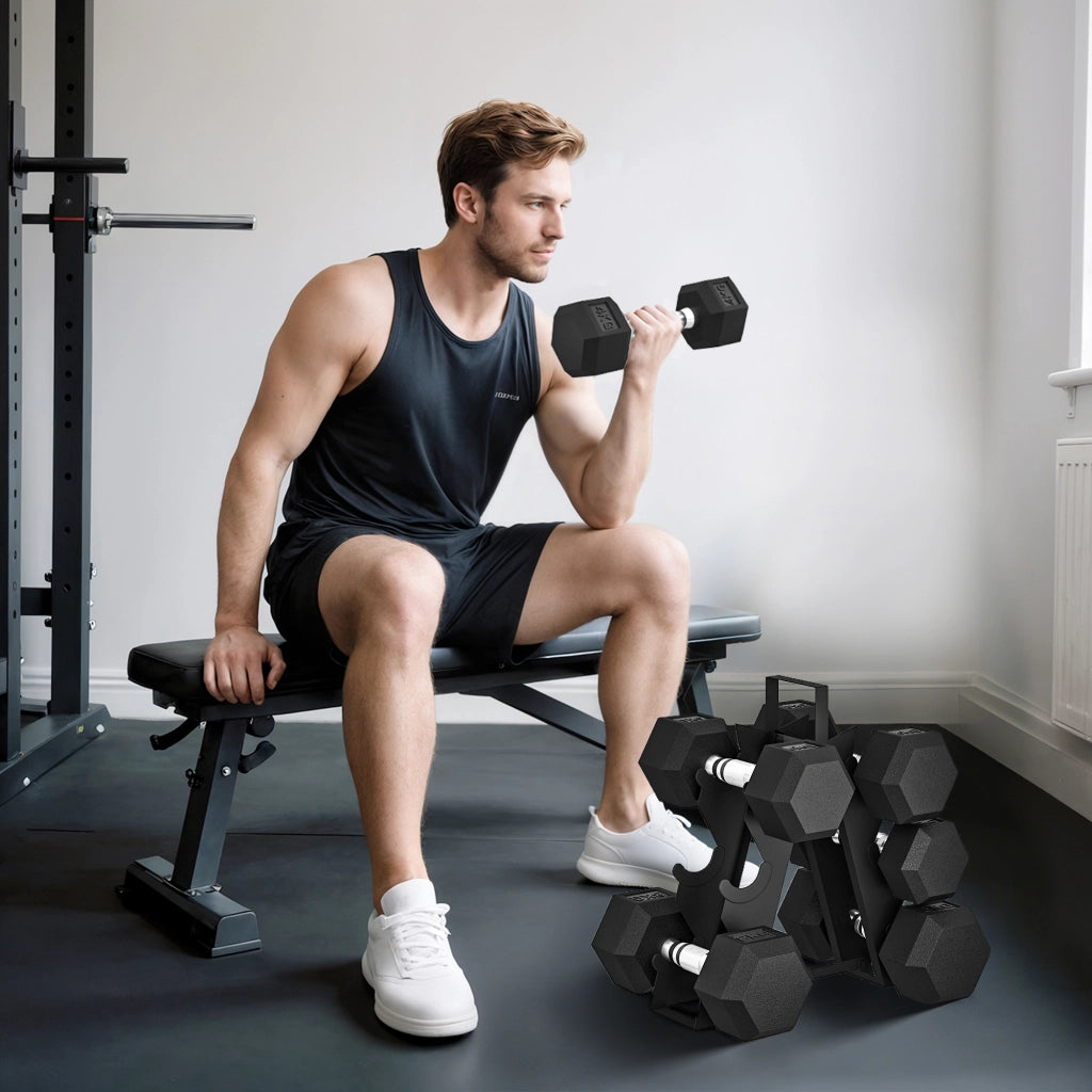 Set di manubri 4kg 6kg 8kg con supporto ¨C Minimal ¨C nero