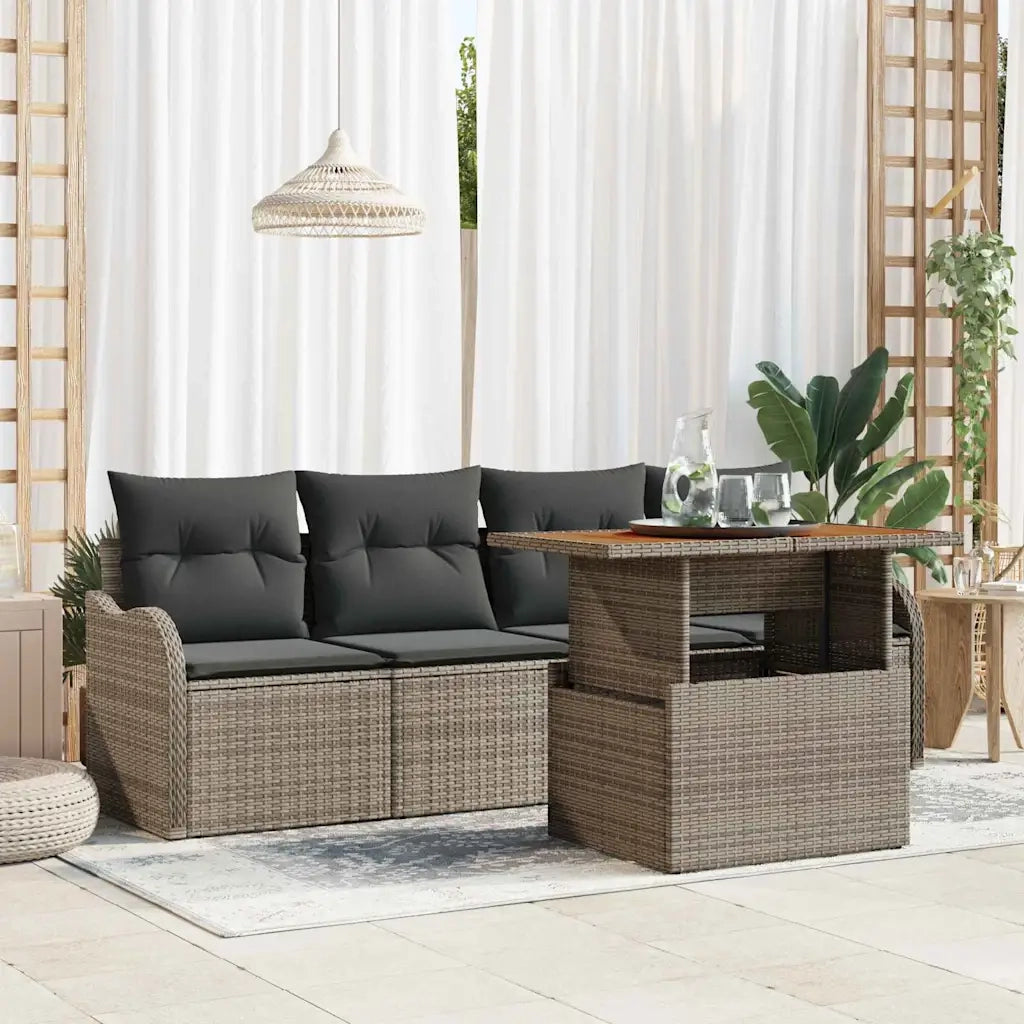 Set Divano da Giardino 5 pcs Grigio polyrattan 3358127