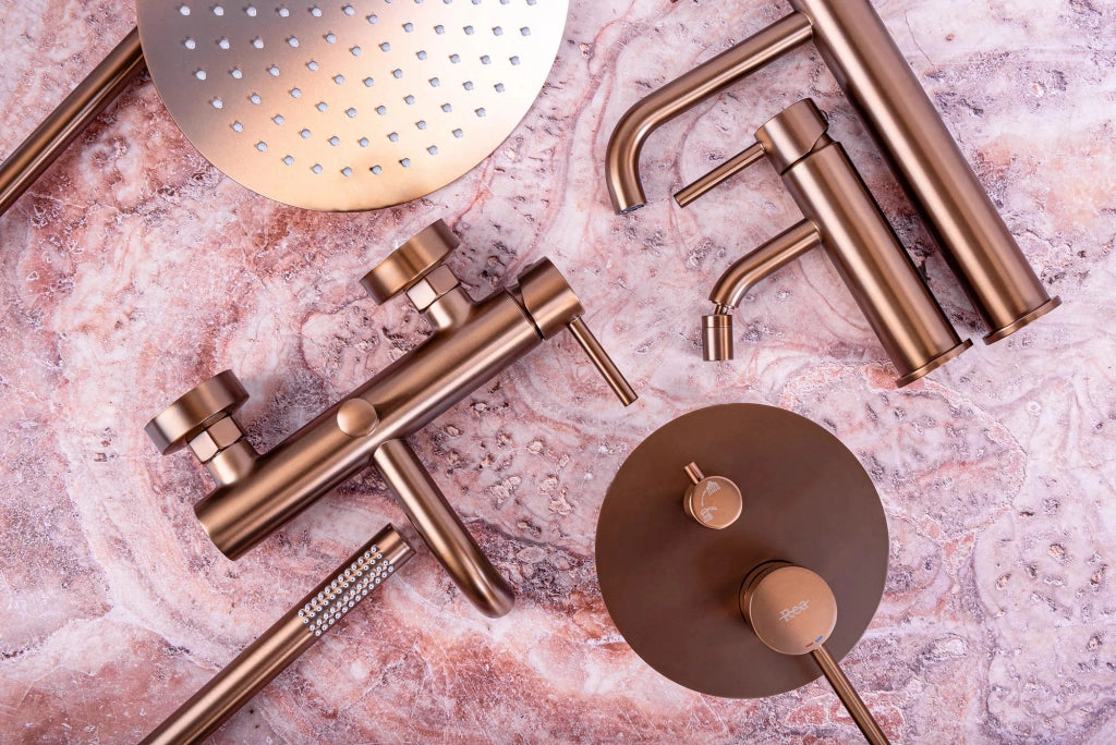 Set Da Vasca-doccia Da Incasso Rea Lungo Copper Brush + Box