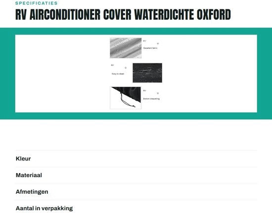Copertura per Condizionatore d'Aria Impermeabile - Tela di Oxford - Protezione dagli Agenti Atmosferici - Adatto per Condizionatori d'Aria Montati sul Tetto - Robusto e Duraturo - Estende la Durata di Vita del Condizionatore d'Aria - Copertura per Airco