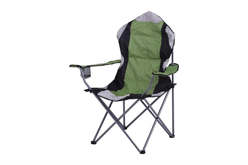 SEDIA DA CAMPING IN TESSUTO VERDE CON CHIUSURA A FISARMONICA POGGIOLI E PORTA BEVANDE 60X90X105 CM
