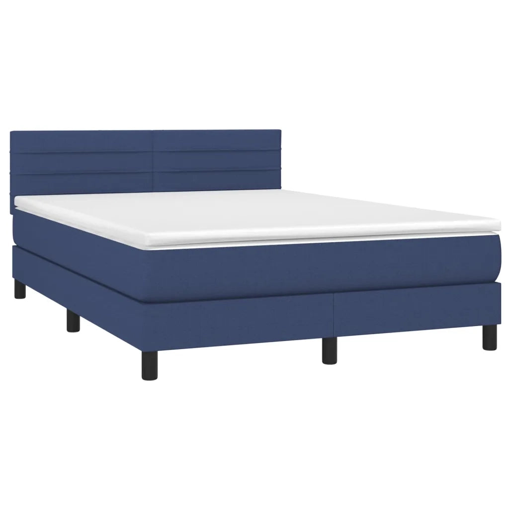 Letto a Molle con Materasso e LED Blu 140x190 cm in Tessuto 3133235