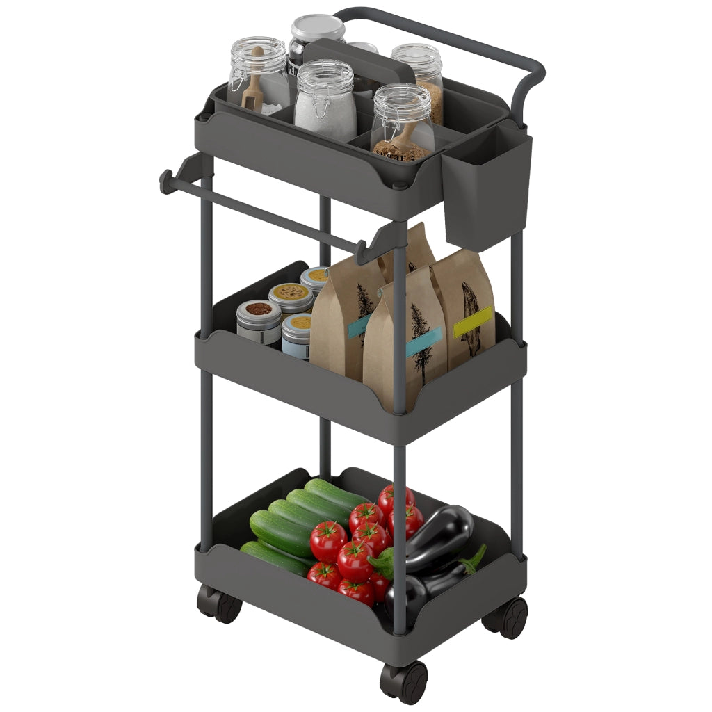 Carrello Portatile a 3 Livelli con Cestelli ¨C Minimal ¨C Grigio