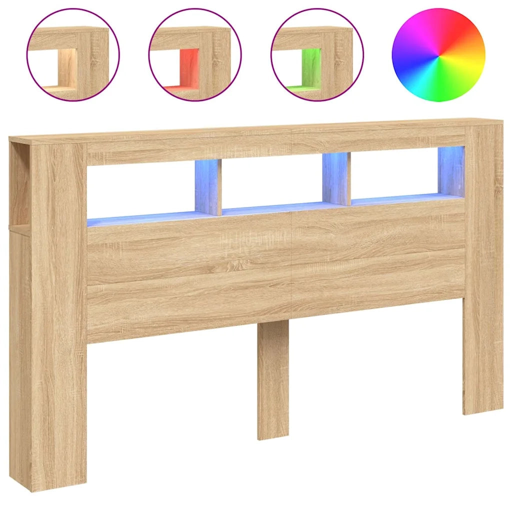 Testiera LED Rovere Sonoma 180x18,5x103,5 cm Legno Multistrato 837360