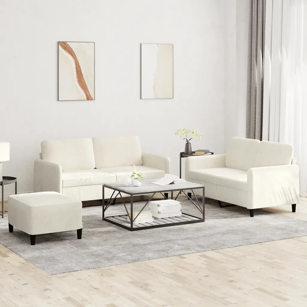 Set di Divani 3 pz Crema in Velluto 3201992