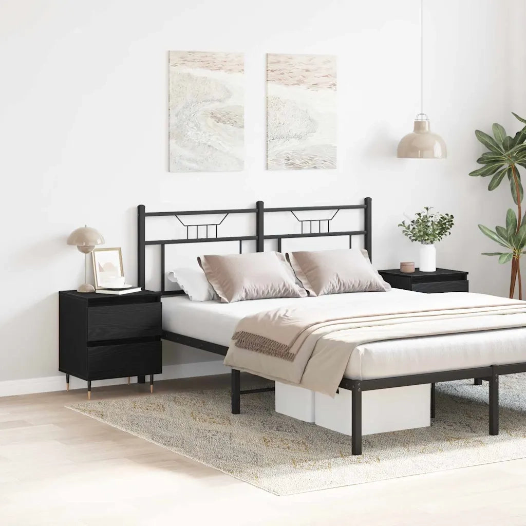 Armadio da Notte con cassetto 2 pcs Rovere Nero 40 x 35 x 50 cm 863467