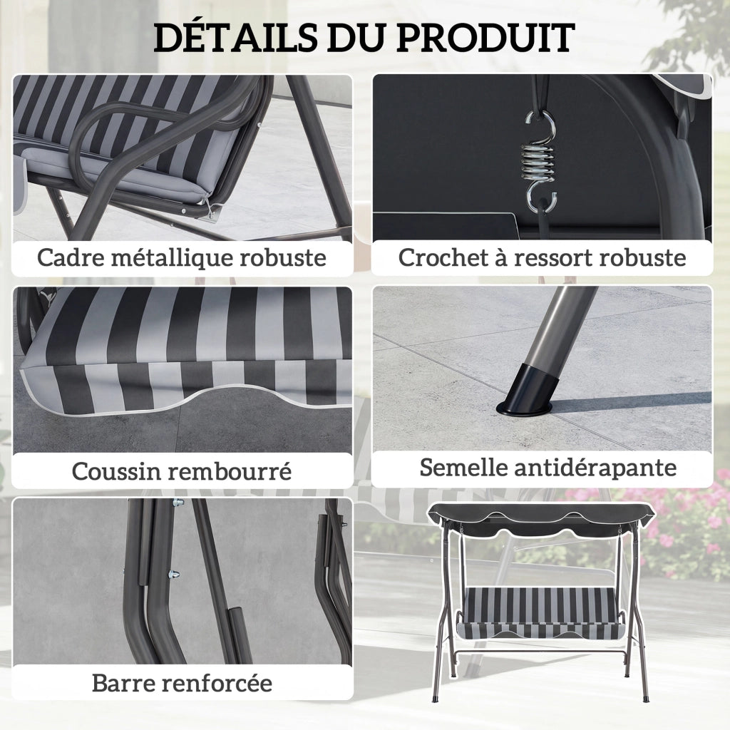 Divano da Giardino 3 Posti con Cuscini ¨C Minimal ¨C Grigio, Bianco