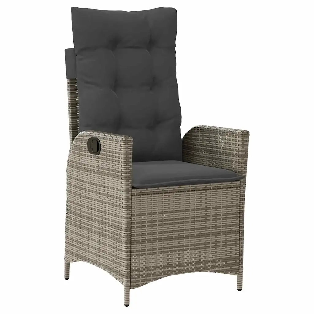 Set da Pranzo per Giardino con cuscino 7 pcs Grigio polyrattan